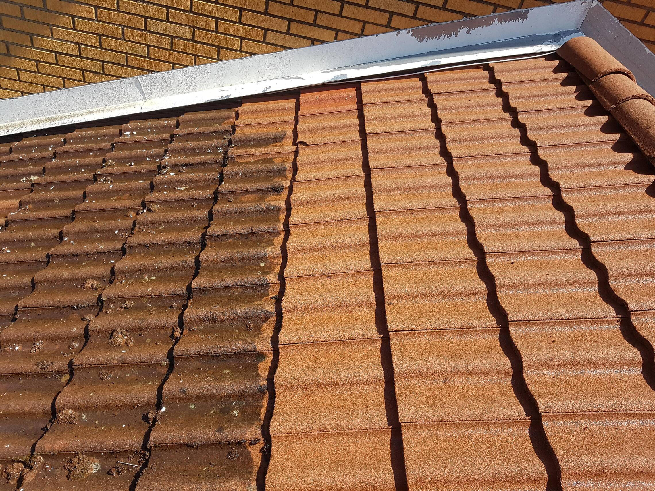 takrengöring - före + efter